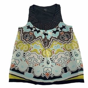 Nicole Miller Shirt Womens Small 4 Sleeveless Tank Top Sheer Geometric Ladies